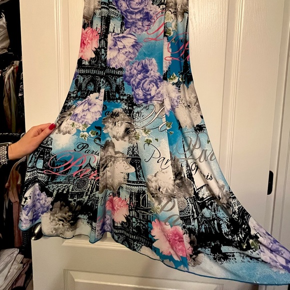 Floral midi dress , Paris theme size s/m - Picture 3 of 4